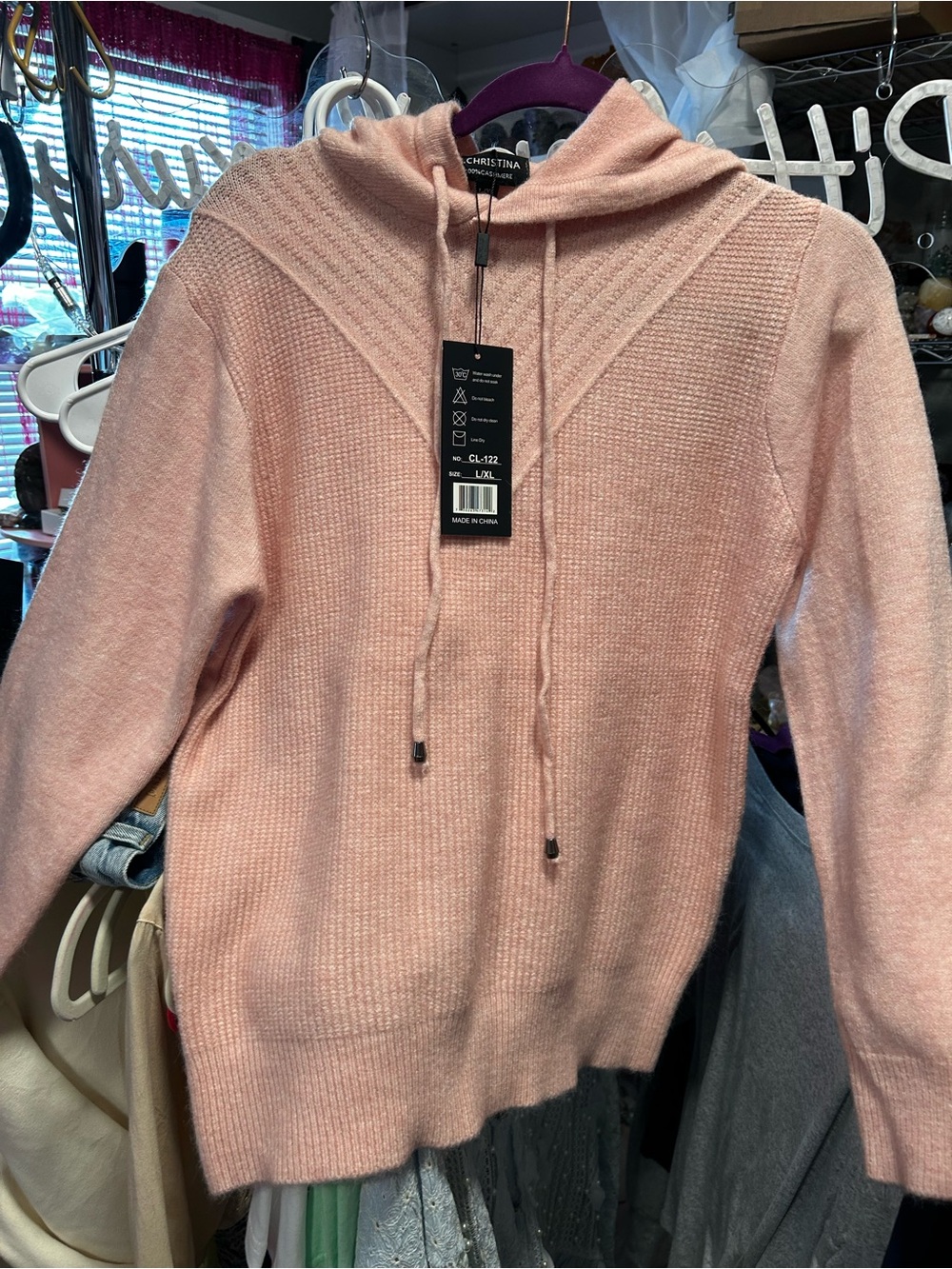 Source Unknown Blush Pink Cowl Hoodie Sweater
